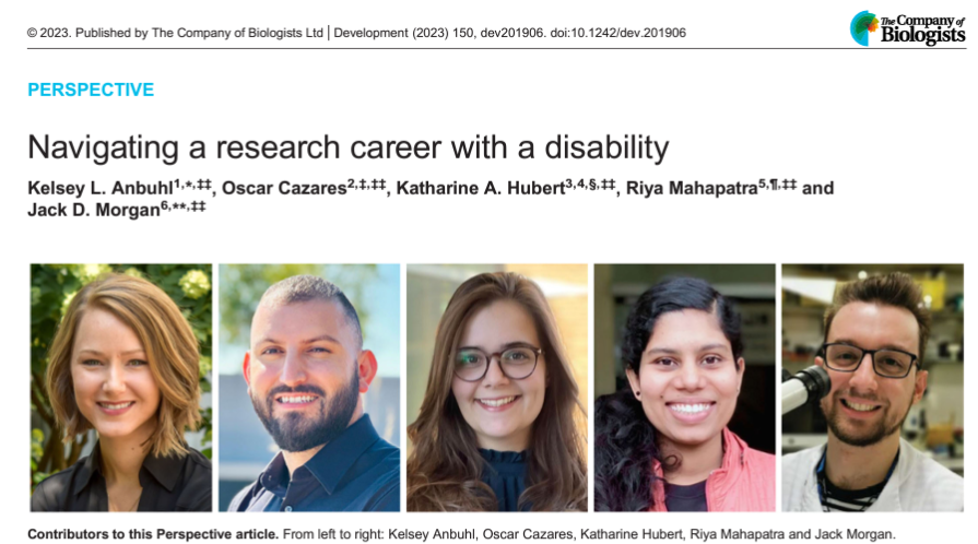 Screenshot of Development journal article depicting 5 scientists